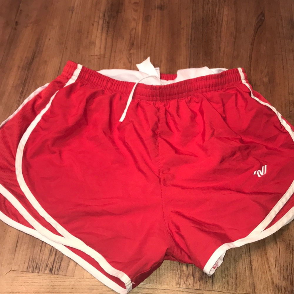 Varsity red gym shorts